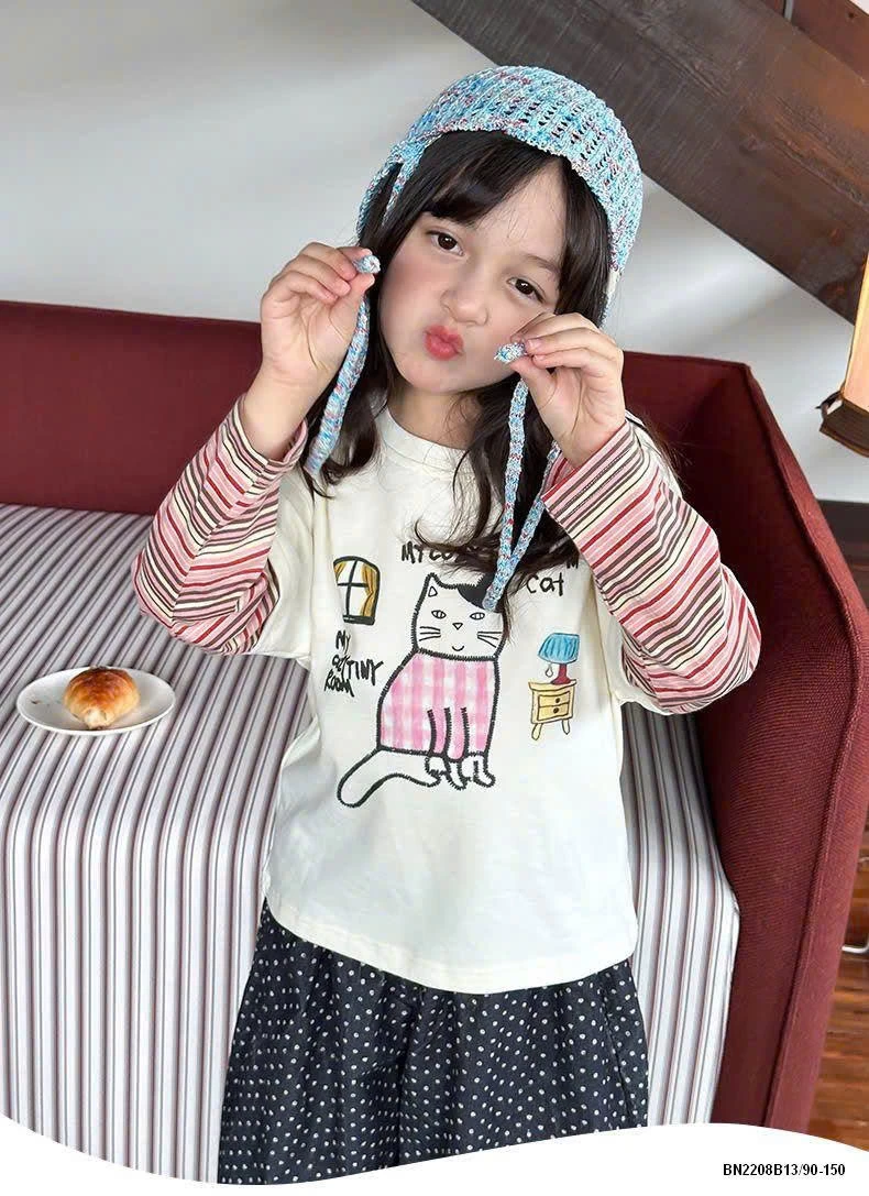 ÁO THUN PHỐI TAY KẺ