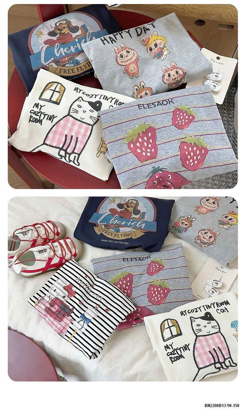 ÁO THUN PHỐI TAY KẺ