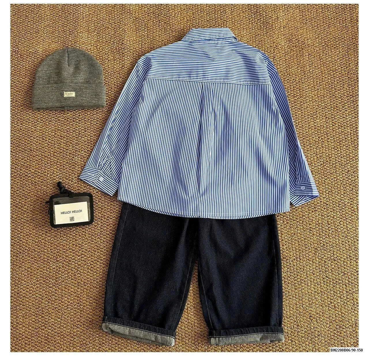 SET ÁO SƠ MI XANH MIX QUẦN JEAN A.O.A KIDS