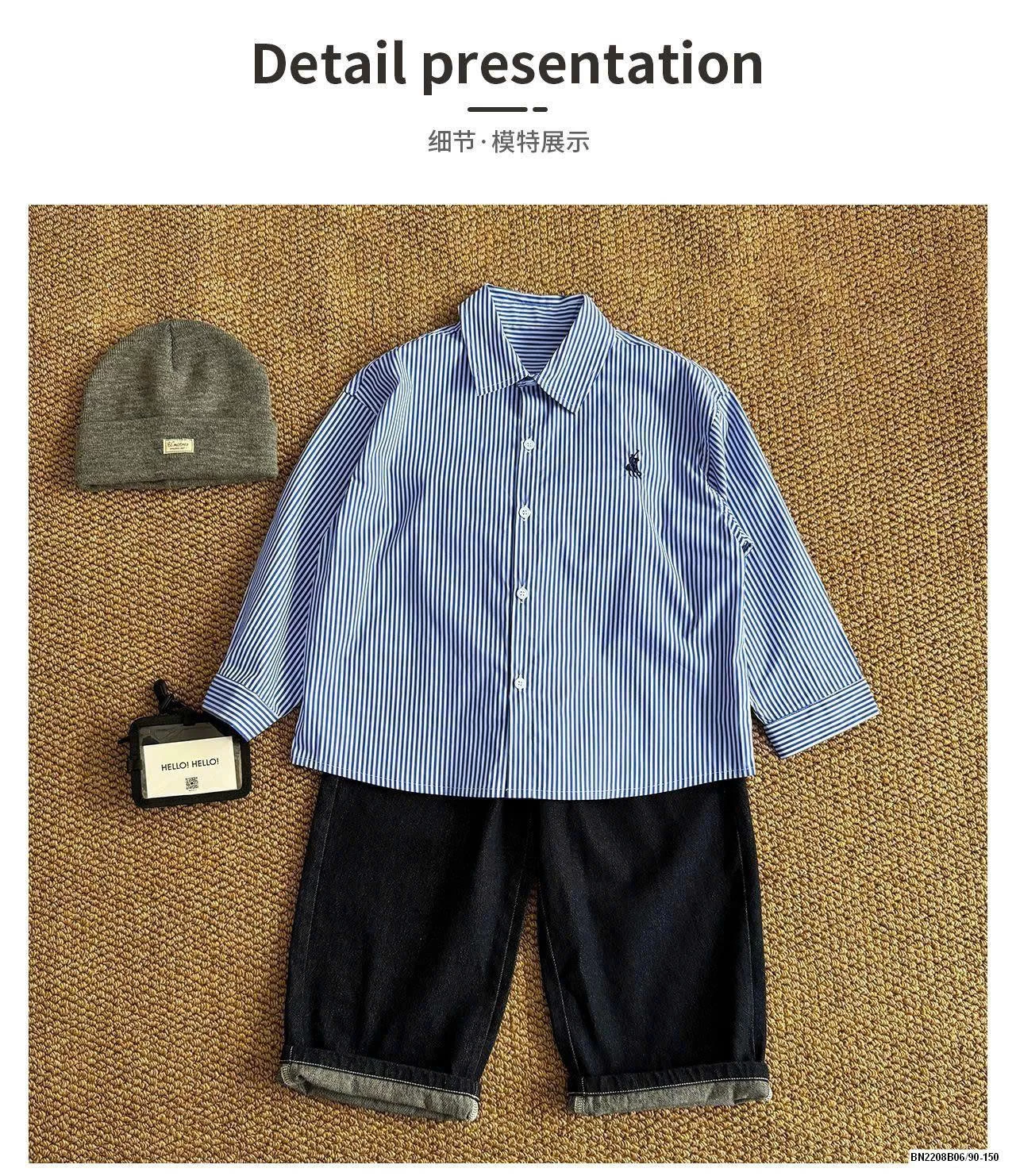 SET ÁO SƠ MI XANH MIX QUẦN JEAN A.O.A KIDS
