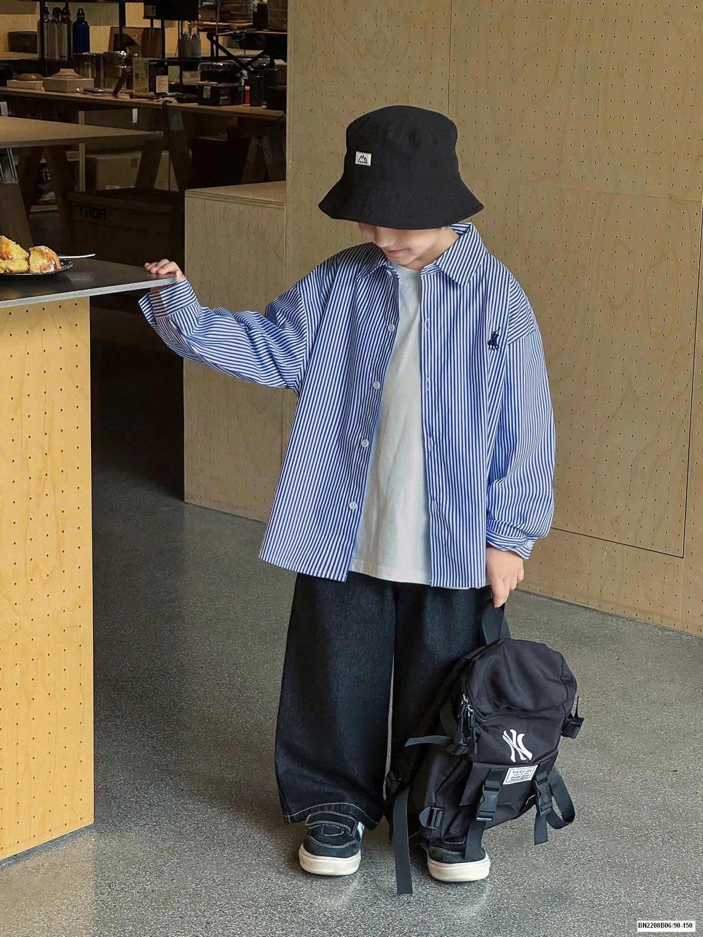 SET ÁO SƠ MI XANH MIX QUẦN JEAN A.O.A KIDS