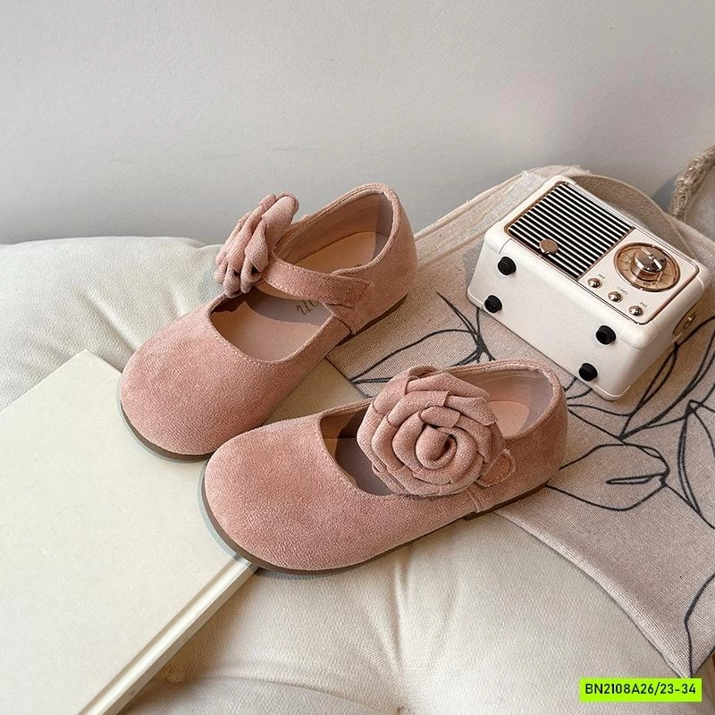 GIÀY DA LỘN QUAI HOA HỒNG