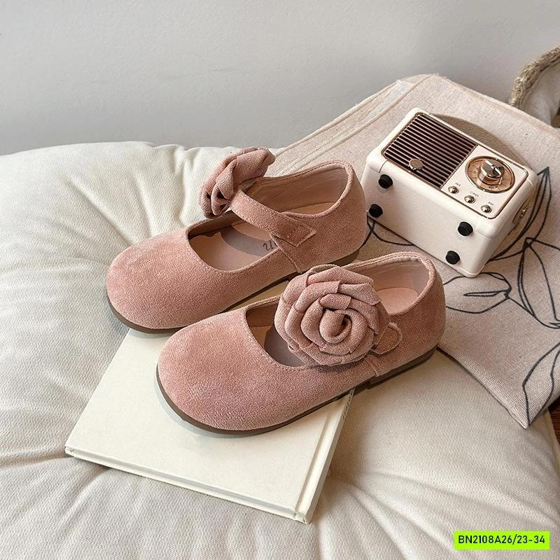 GIÀY DA LỘN QUAI HOA HỒNG