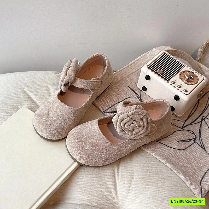 GIÀY DA LỘN QUAI HOA HỒNG