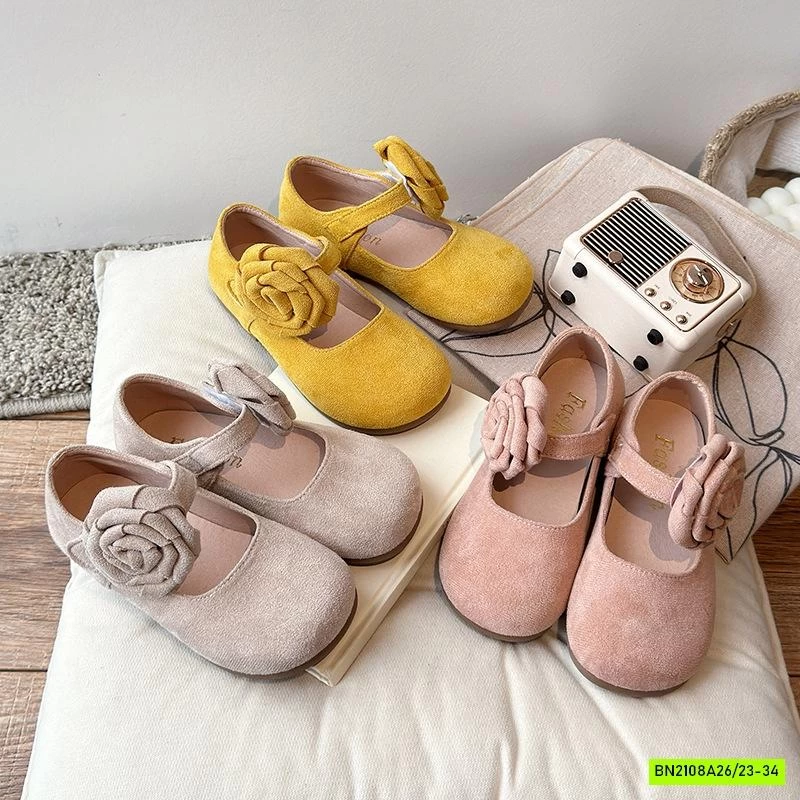 GIÀY DA LỘN QUAI HOA HỒNG