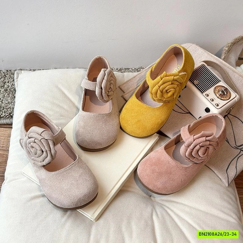 GIÀY DA LỘN QUAI HOA HỒNG