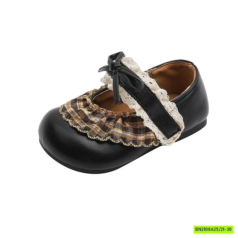 GIÀY BÚP BÊ PHỐI VẢI CARO VIỀN REN