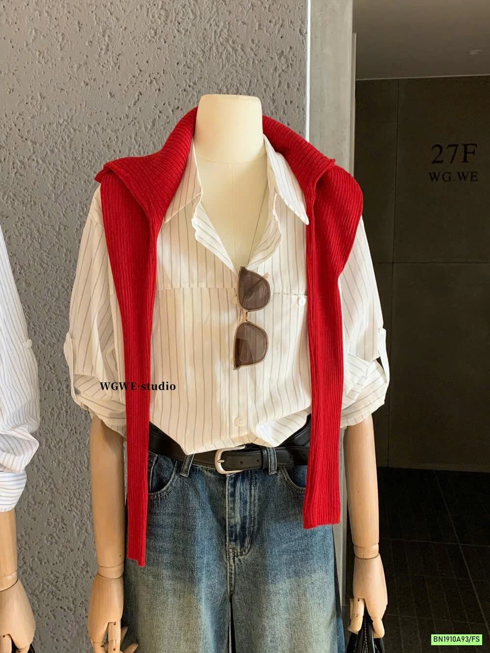 SƠ MI SỌC OVERSIZE WGWE6792