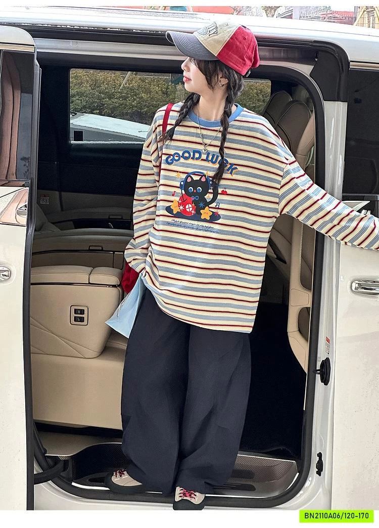 ÁO THUN MÈO KẺ BG SZ ĐẠI