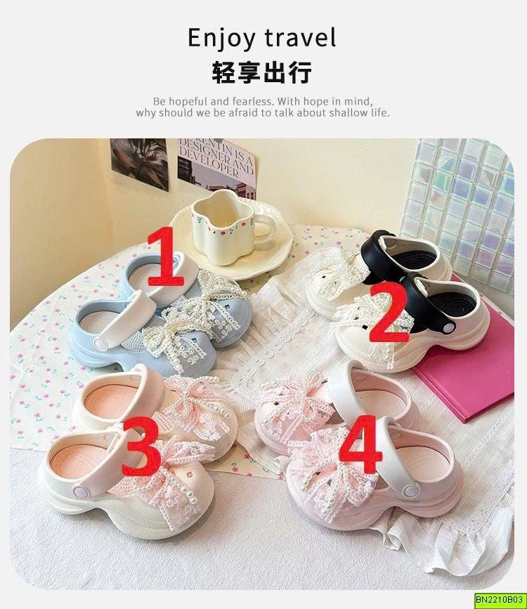 DÉP CROCS NƠ REN ĐÍNH NGỌC CHO BÉ