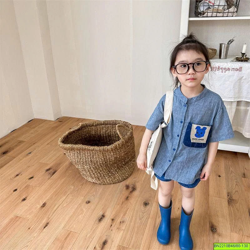 ( ADBABY ) ÁO SƠ MI TÚI IN HÌNH