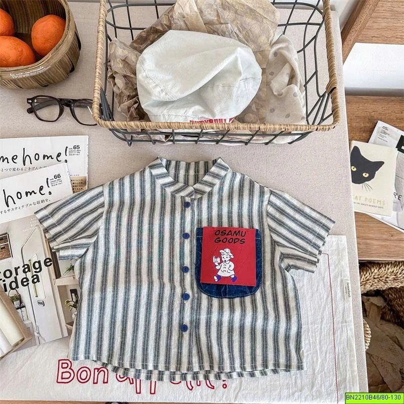 ( ADBABY ) ÁO SƠ MI TÚI IN HÌNH