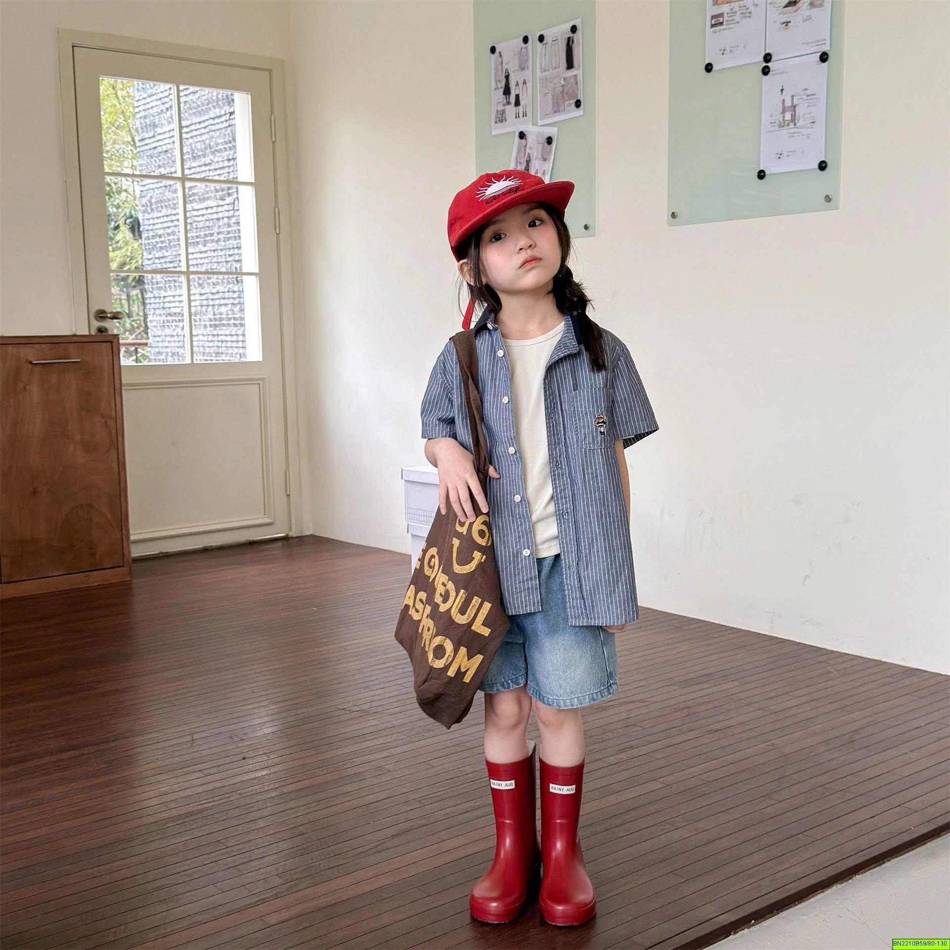 ( ADBABY ) ÁO  SƠ MI PHỐI CỔ TÚI GẤU