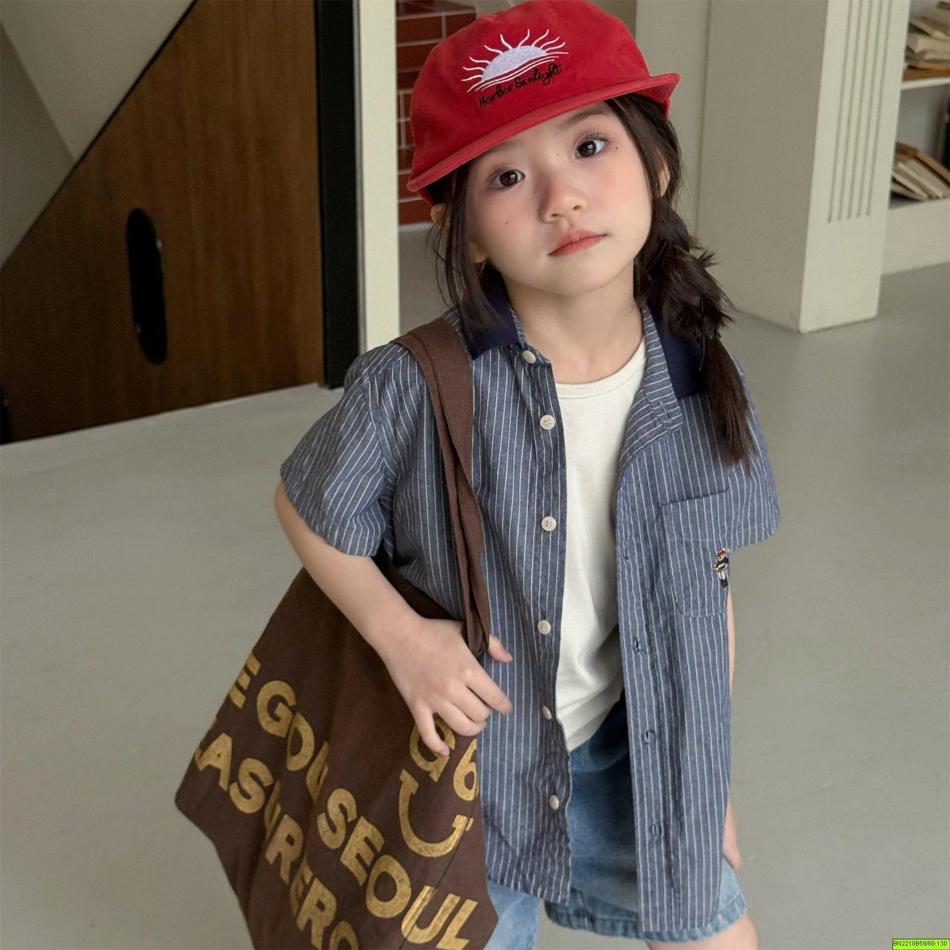 ( ADBABY ) ÁO  SƠ MI PHỐI CỔ TÚI GẤU