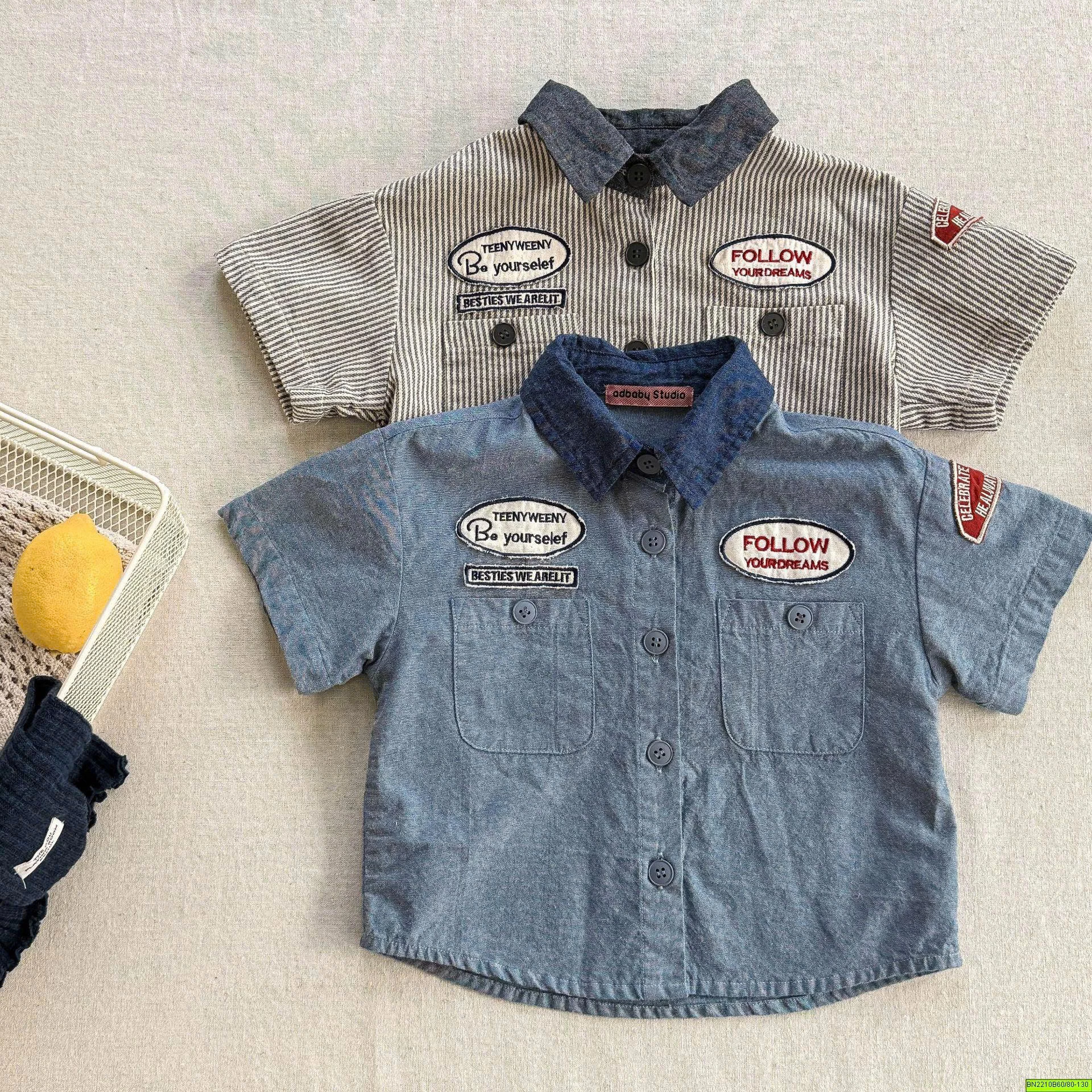( ADBABY ) ÁO  SƠ MI PHỐI CỔ MẠC NGỰC
