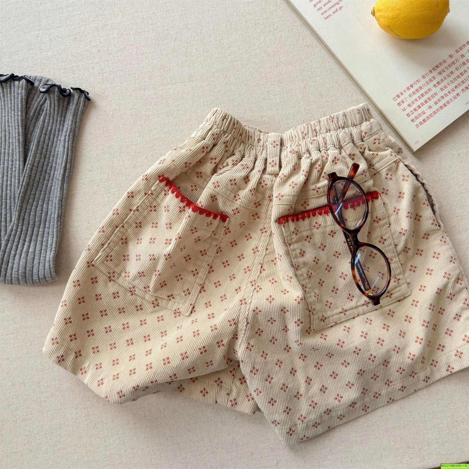 ( ADBABY ) QUẦN SHORT NHUNG HOA HÀN QUỐC