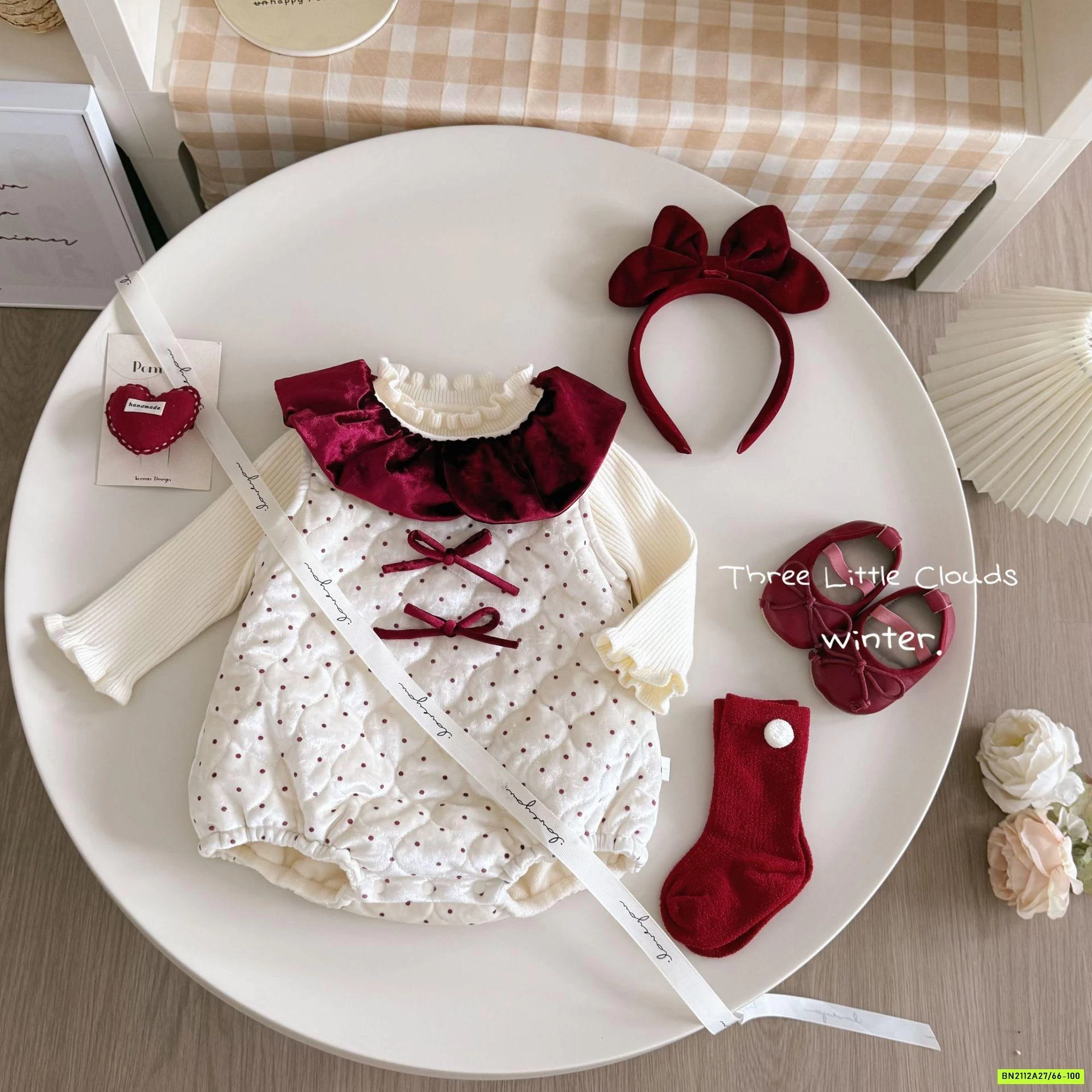 SÉT BODY NHUNG CHẤM BI ÁO LEN VIỀN BÈO