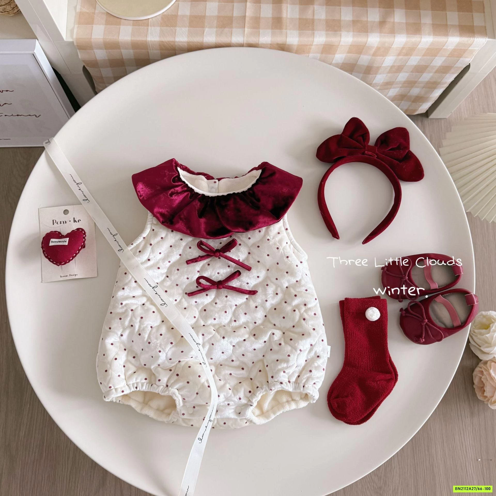 SÉT BODY NHUNG CHẤM BI ÁO LEN VIỀN BÈO