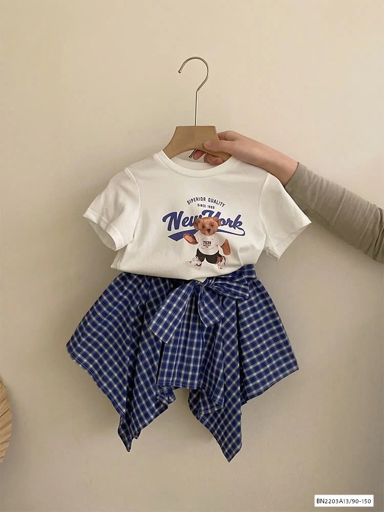 SÉT ÁO GẤU MIX QUẦN VÁY CARO