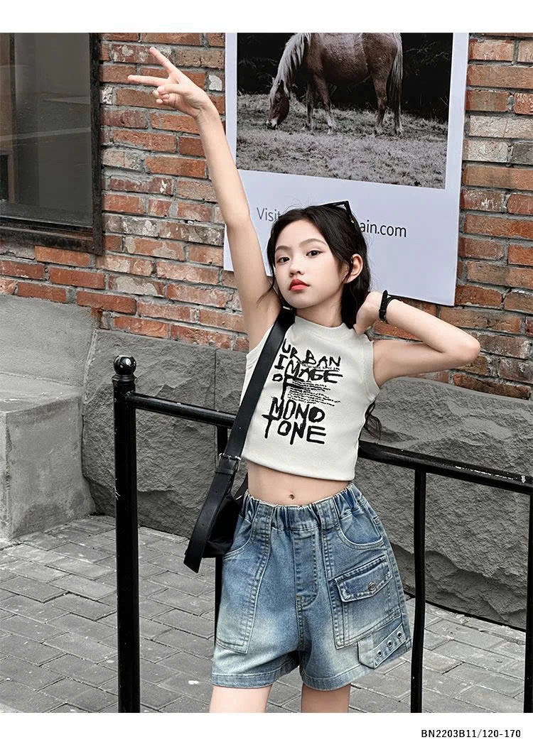 ÁO BALO DÁNG NGẮN MIX QUẦN SHORT JEAN SZ ĐẠI
