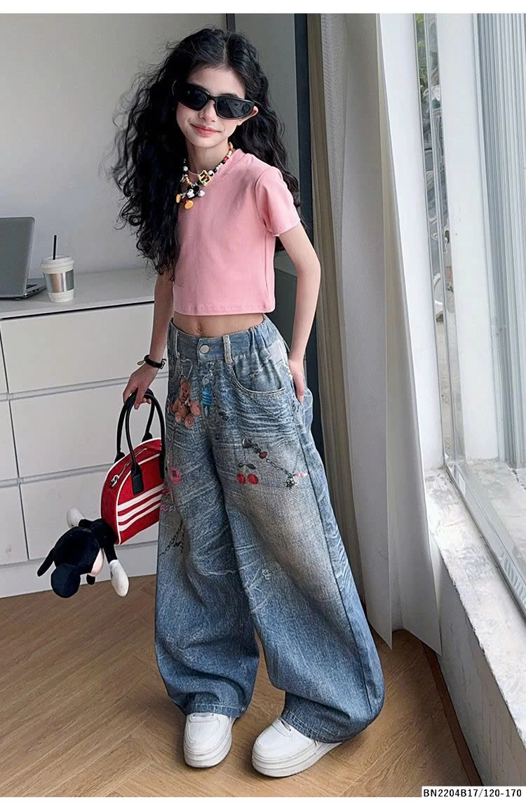 SÉT CROPTOP MIX QUẦN JEAN IN HÌNH CÁ TÍNH