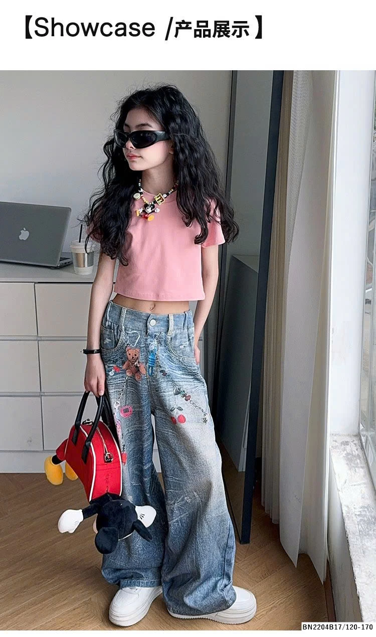 SÉT CROPTOP MIX QUẦN JEAN IN HÌNH CÁ TÍNH