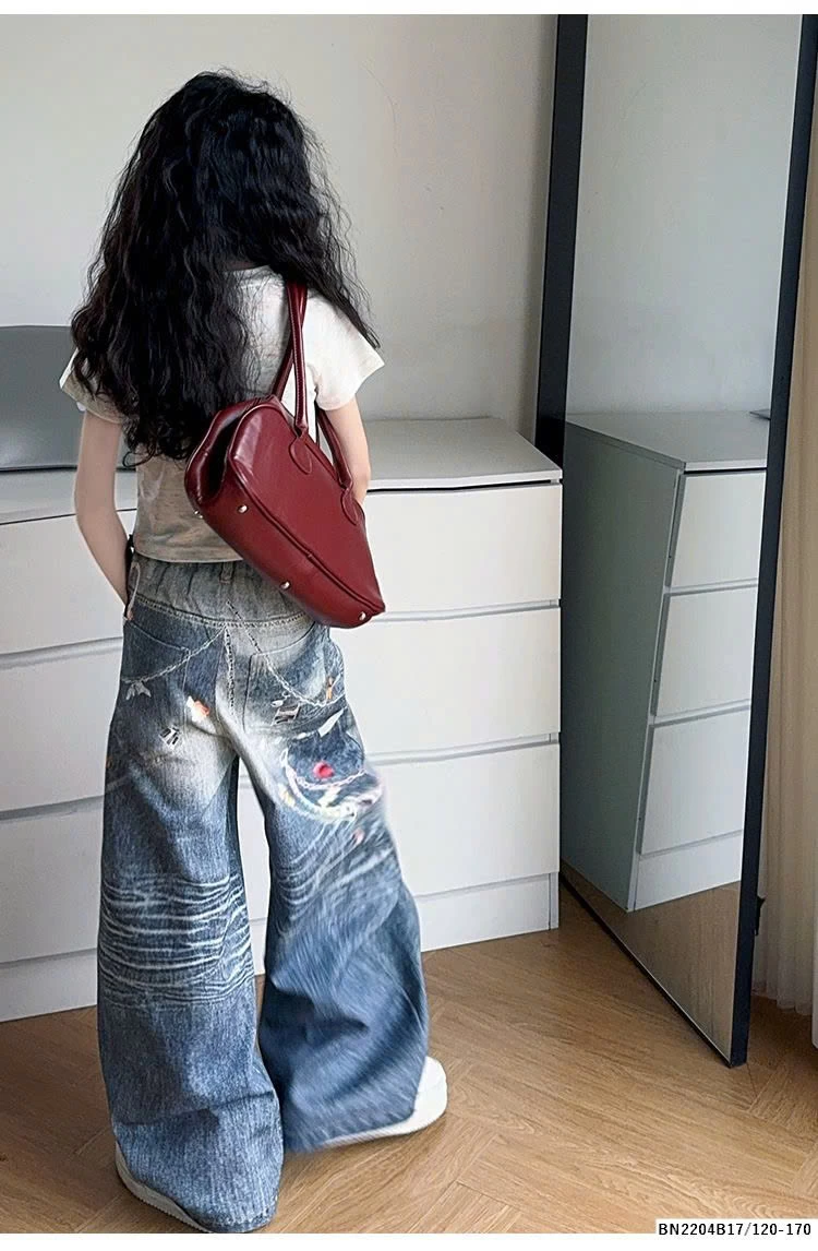 SÉT CROPTOP MIX QUẦN JEAN IN HÌNH CÁ TÍNH