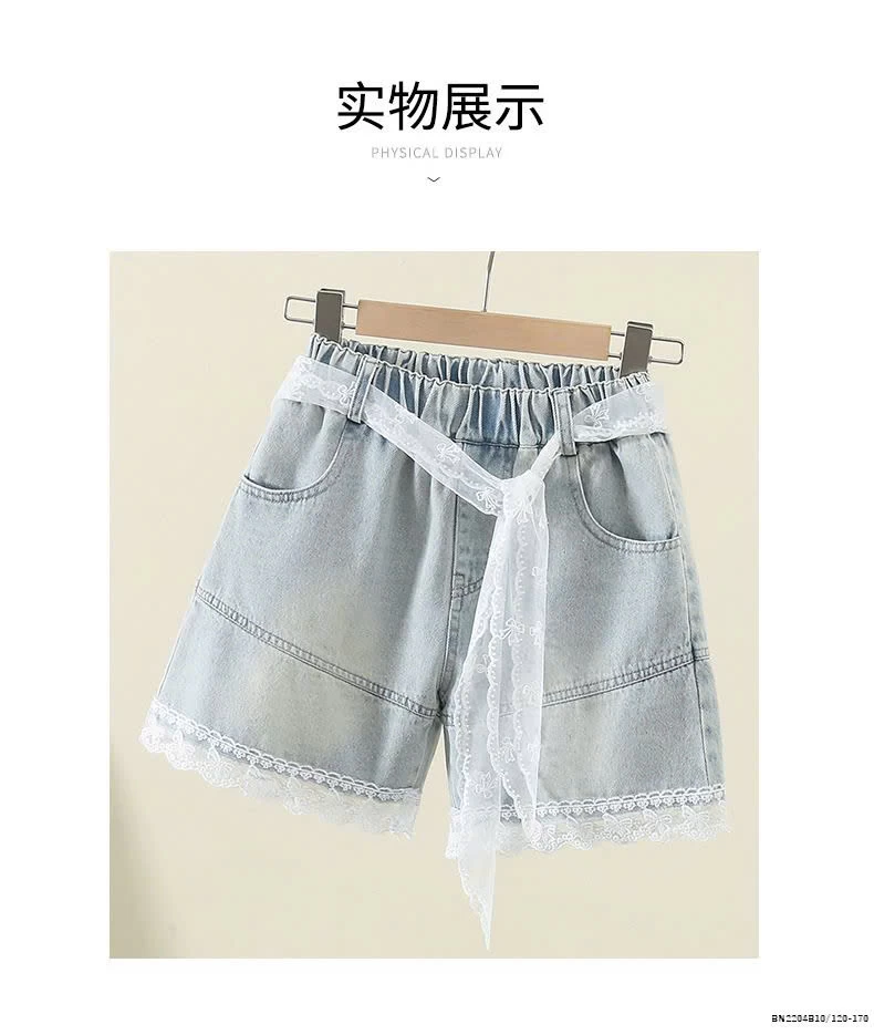 QUẦN SHORT DENIM PHỐI REN JUZITIGE
