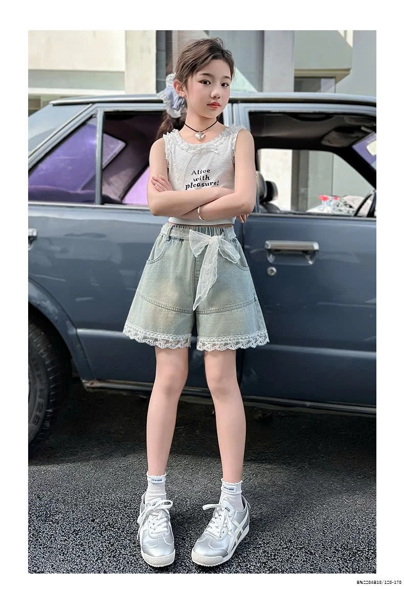 QUẦN SHORT DENIM PHỐI REN JUZITIGE