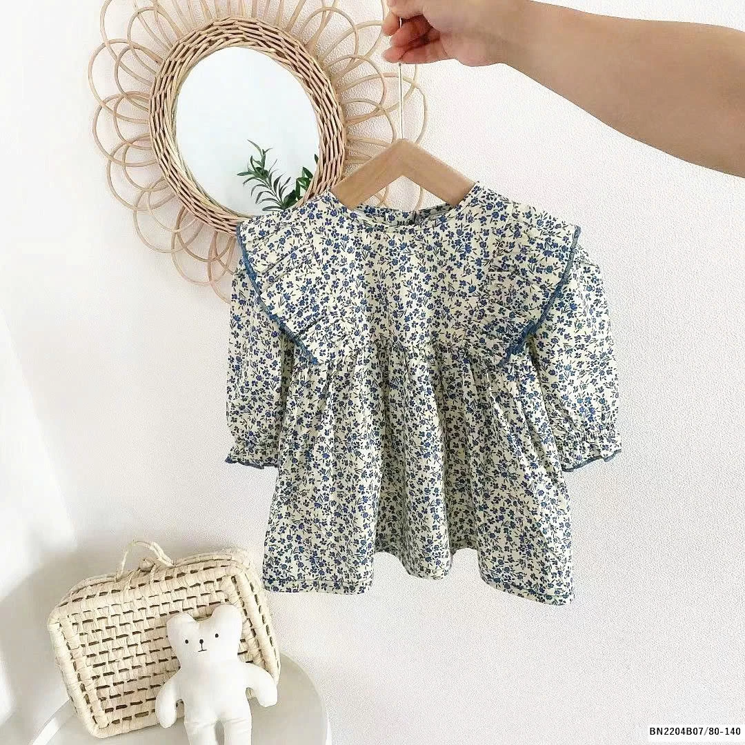 ĐẦM HOA XANH DÀI TAY