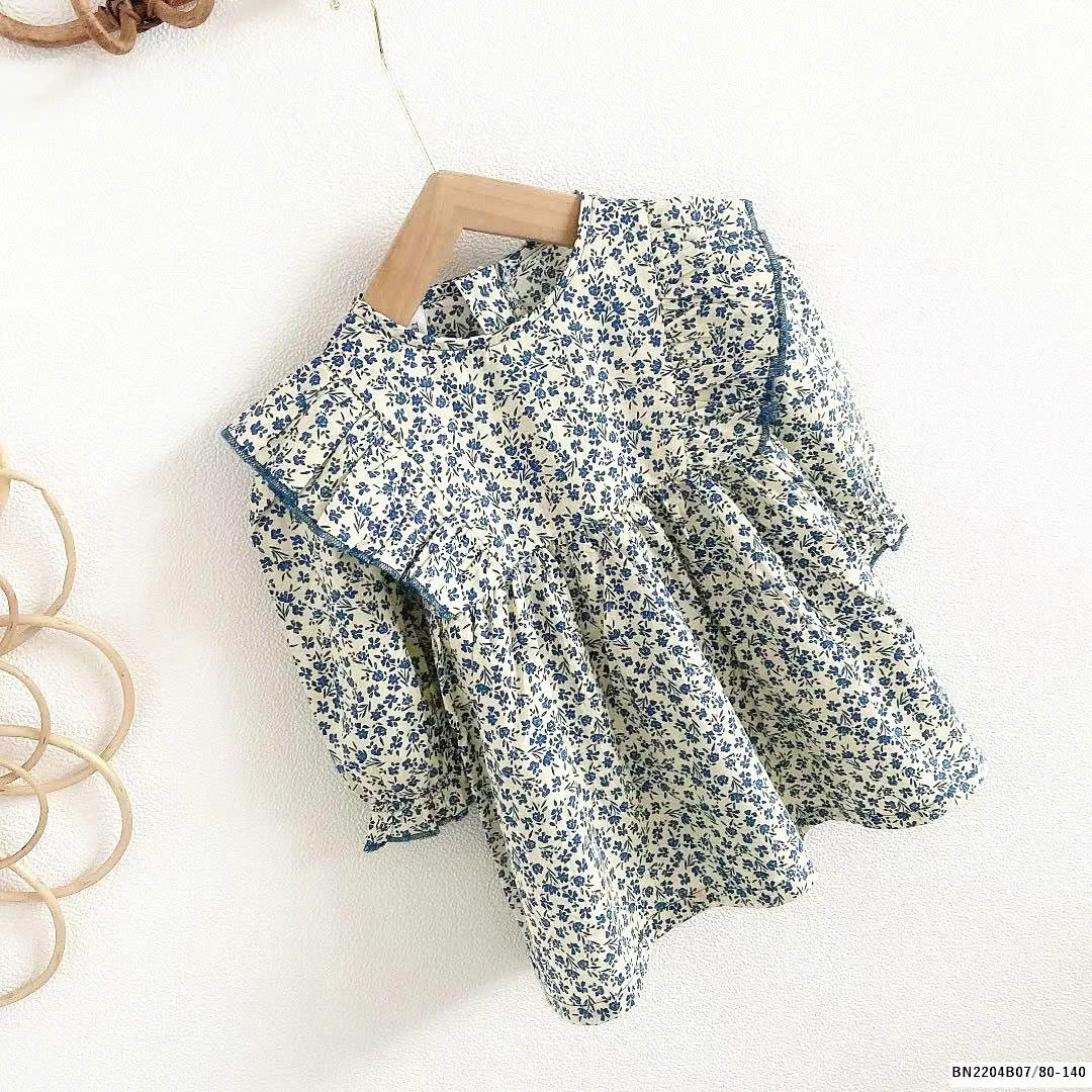 ĐẦM HOA XANH DÀI TAY