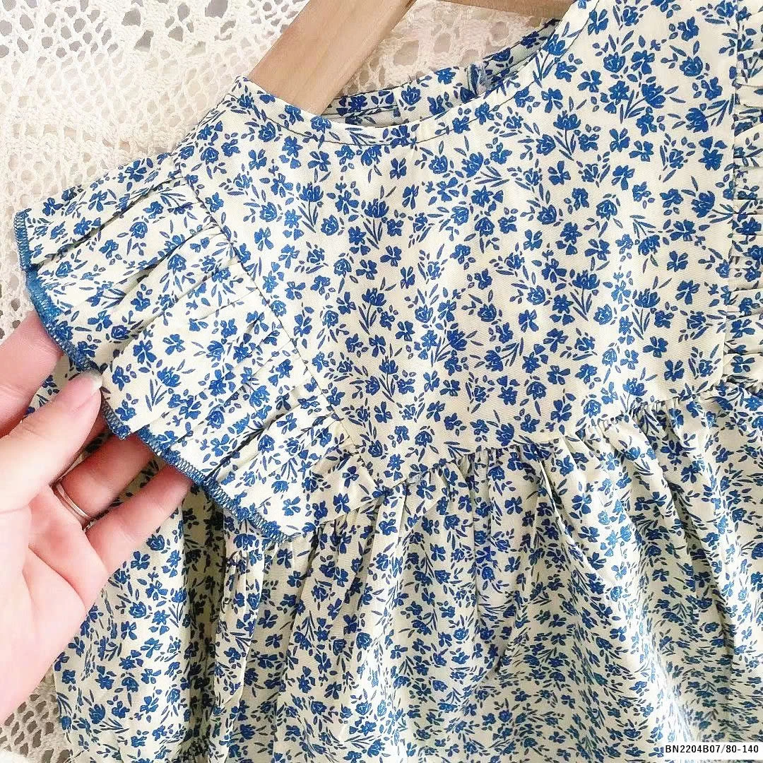 ĐẦM HOA XANH DÀI TAY