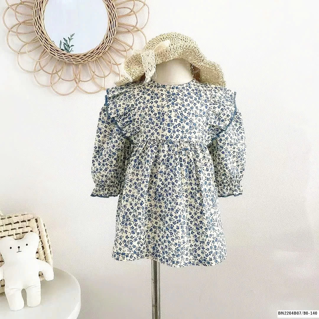 ĐẦM HOA XANH DÀI TAY