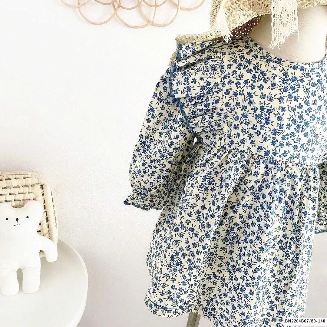 ĐẦM HOA XANH DÀI TAY