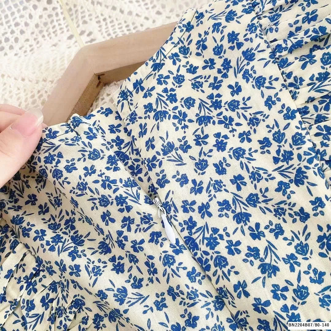 ĐẦM HOA XANH DÀI TAY