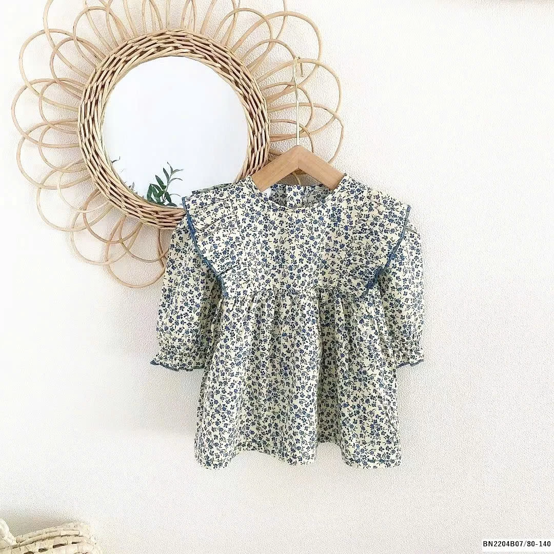 ĐẦM HOA XANH DÀI TAY