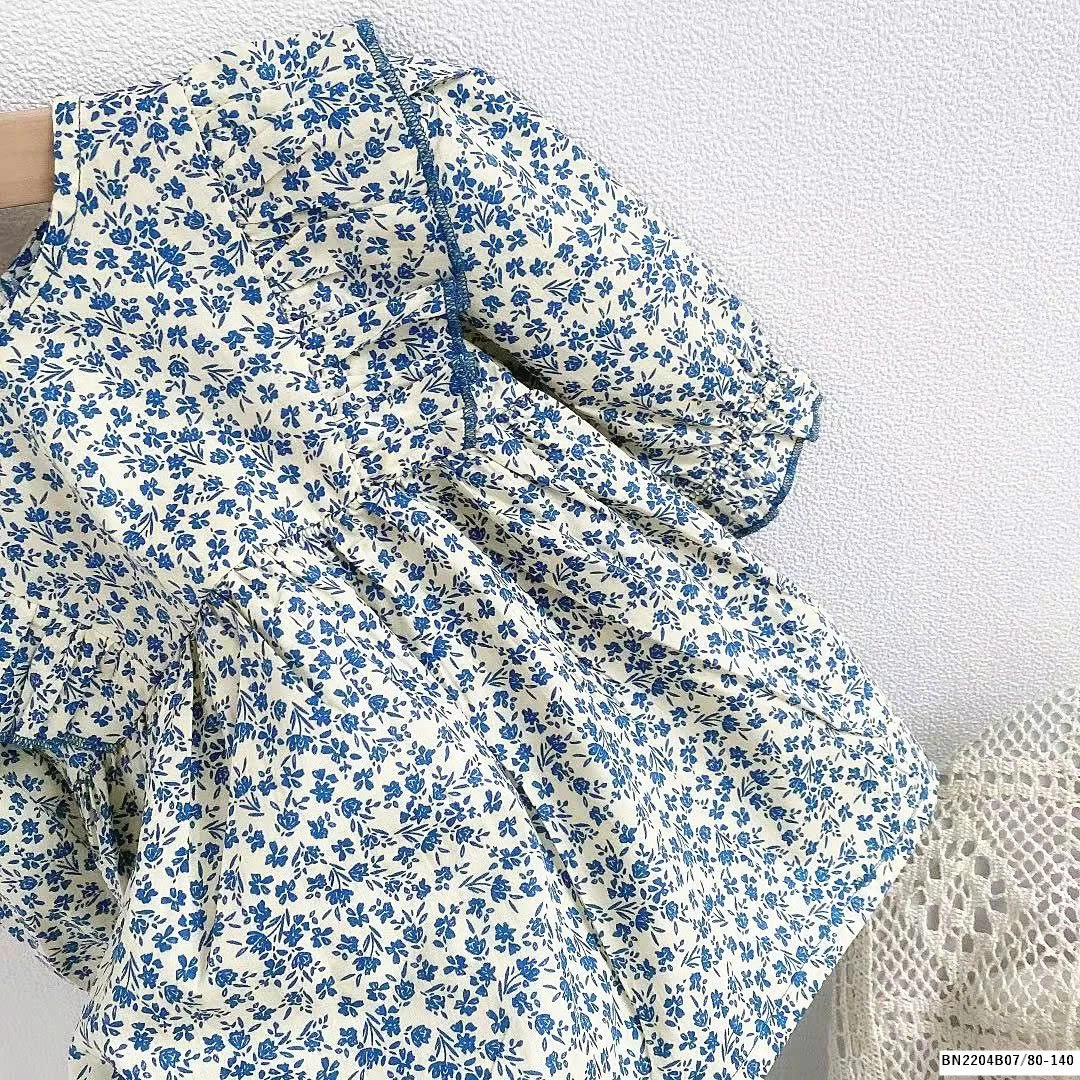 ĐẦM HOA XANH DÀI TAY