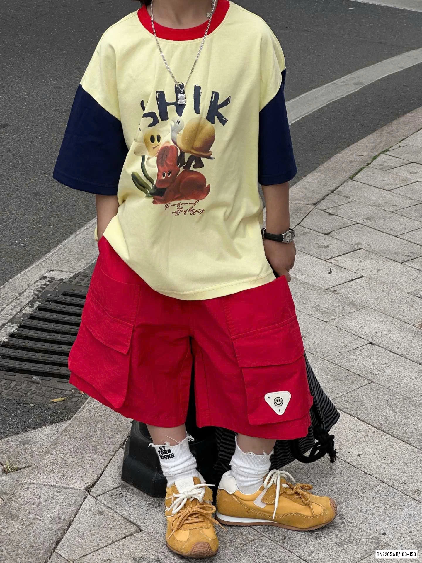 ÁO PHỐI MÀU TAY MIX SHORT ĐỎ