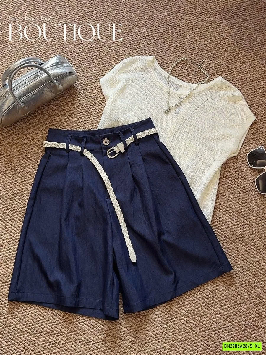 QUẦN DENIM ỐNG RỘNG KÈM BELT ANNA