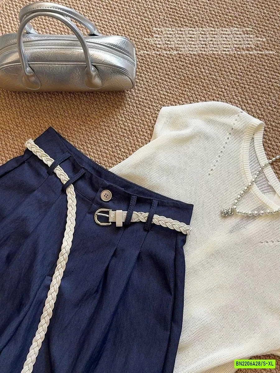 QUẦN DENIM ỐNG RỘNG KÈM BELT ANNA