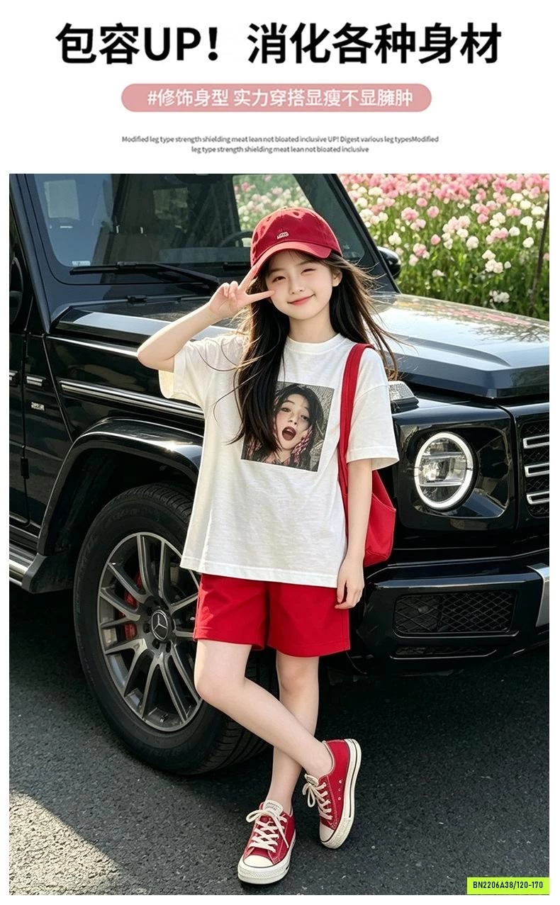 ÁO CÔ GÁI MIX SHORT ĐỎ