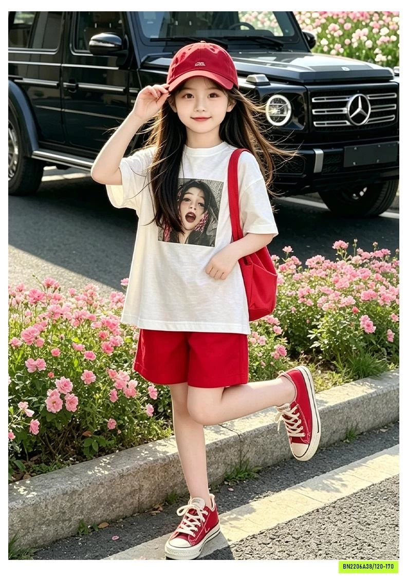 ÁO CÔ GÁI MIX SHORT ĐỎ