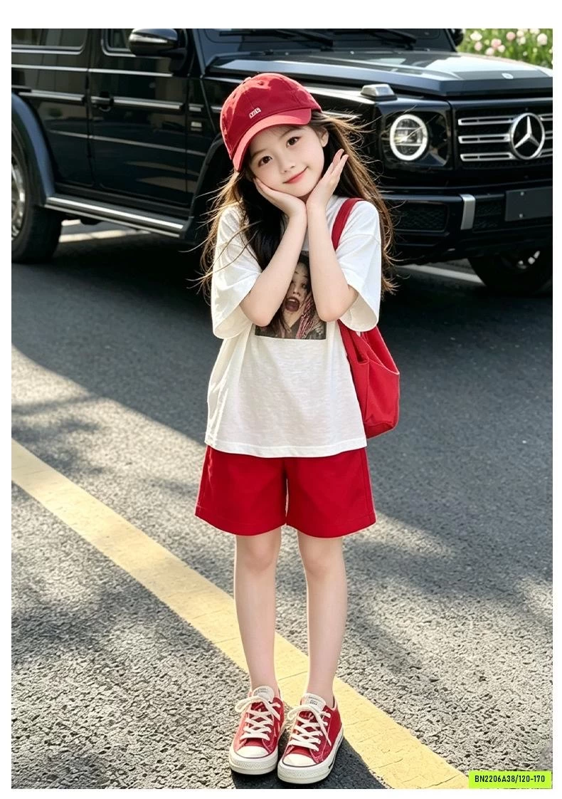 ÁO CÔ GÁI MIX SHORT ĐỎ