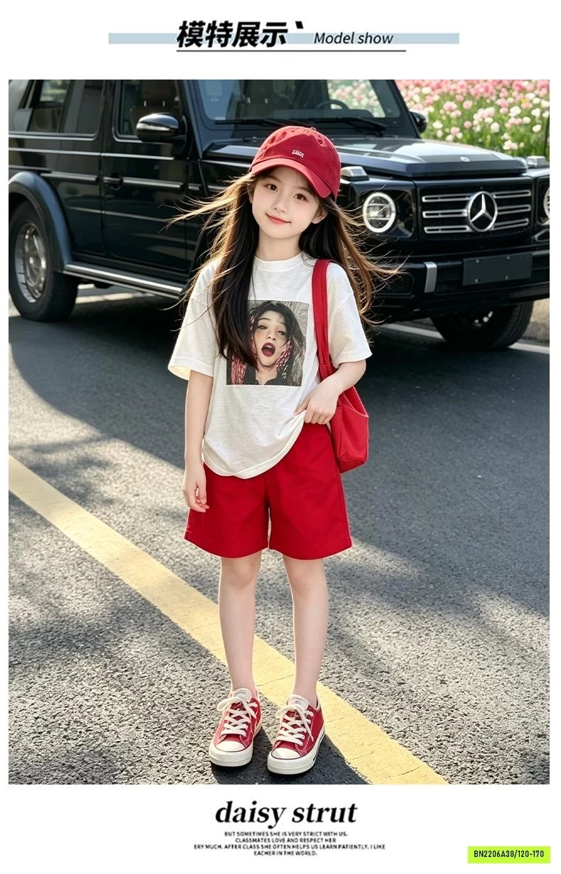 ÁO CÔ GÁI MIX SHORT ĐỎ