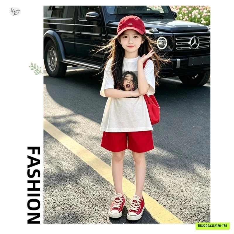 ÁO CÔ GÁI MIX SHORT ĐỎ