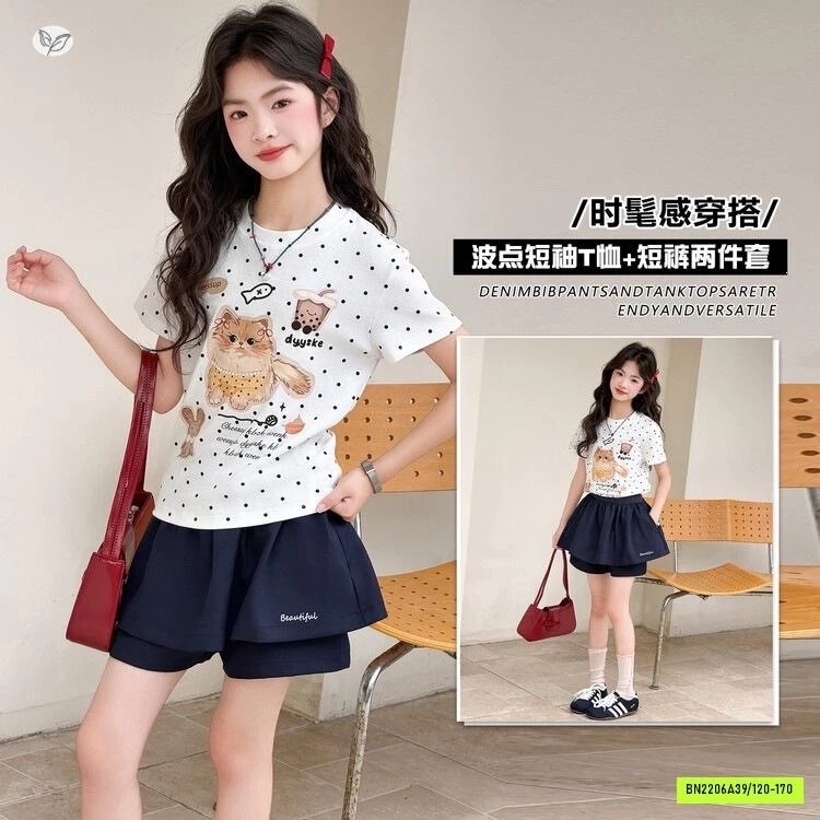 ÁO THUN MÈO MIX QUẦN GIẢ VÁY