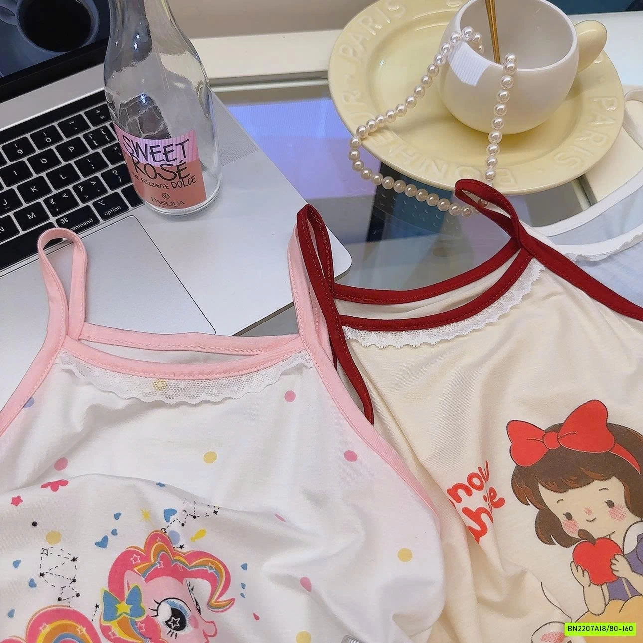 ĐẦM NGỦ THUN LẠNH 2 DÂY DỄ THƯƠNG