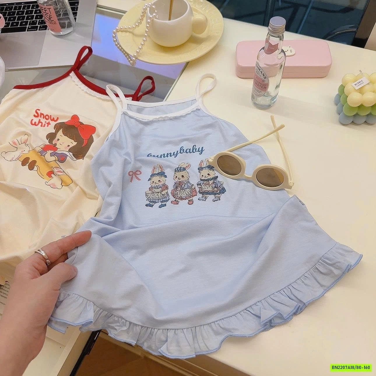 ĐẦM NGỦ THUN LẠNH 2 DÂY DỄ THƯƠNG