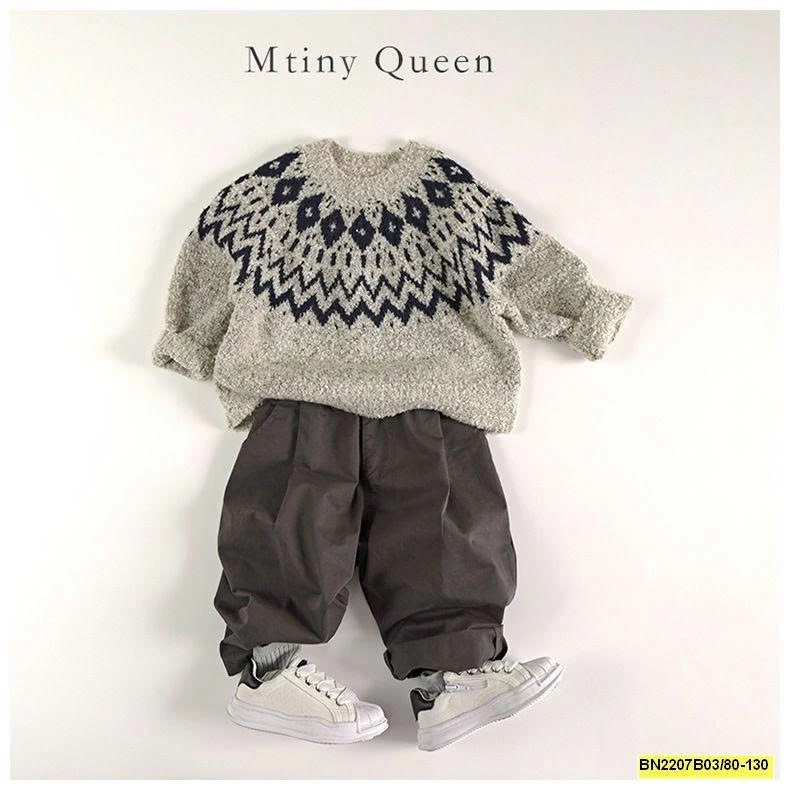 ÁO LEN CỔ HỌA TIẾT THỔ CẨM  MTINYQUEEEN