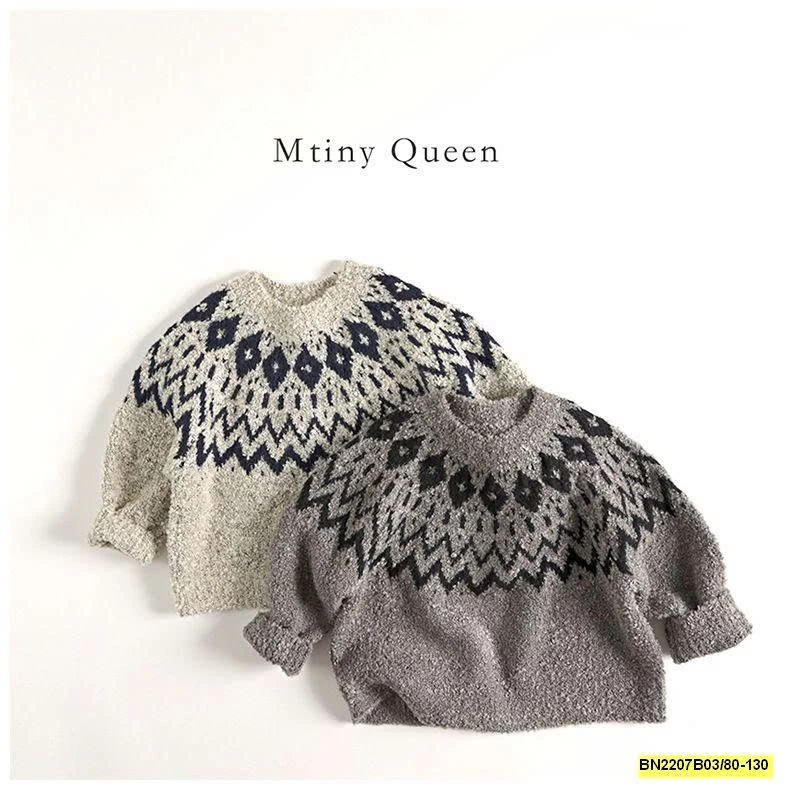 ÁO LEN CỔ HỌA TIẾT THỔ CẨM  MTINYQUEEEN